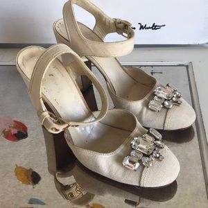 MIU MIU fabric & jeweled Mary Janes